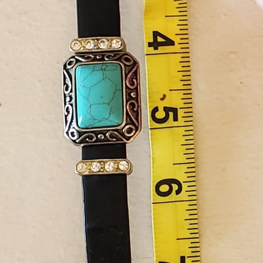 Genuine Leather and Semi-Precious Turquoise Bracelet - Picture 4 of 7
